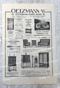 Oetzmann Furniture Tottenham Court Road London 1914 antique print advert - Picture 1 of 1