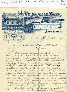 Dépt 61 - Argentan - Très Belle Entête Secteur de la Mode du 17/07/1906 A Voir ! - Bild 1 von 1