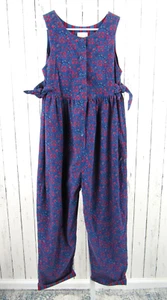 Laura Ashley Vintage Romper Girls 9-10 yrs Blue Floral Corduroy Button-up 80s - Picture 1 of 5