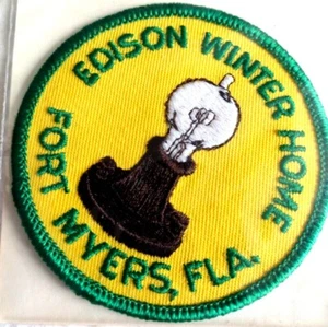 Patch vintage THOMAS EDISON WINTER HOME (Museo) Fort Myers Florida. NUOVO SIGILLATO - Foto 1 di 4