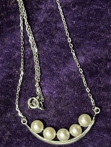18 Zoll. Halskette (.925) STERLINGSILBER Kette mit 5 Perlen. - Bild 1 von 10
