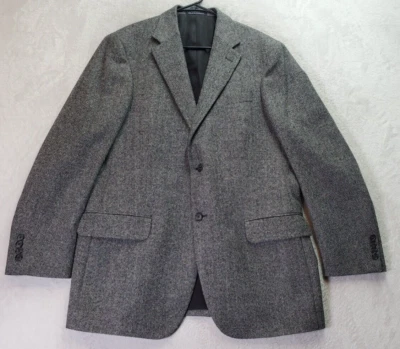 Land's End Blazer Jacket Mens Size 40 Gray Chevron Wool Single Breasted 2 Button - Image 1 of 4