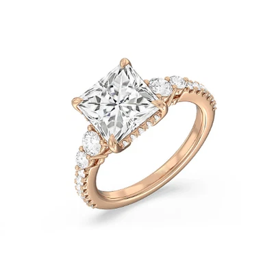Diamond Wedding Ring Lab Grown Princess  2.8 Carat IGI Certified 18k Rose Gold - Image 1 of 4