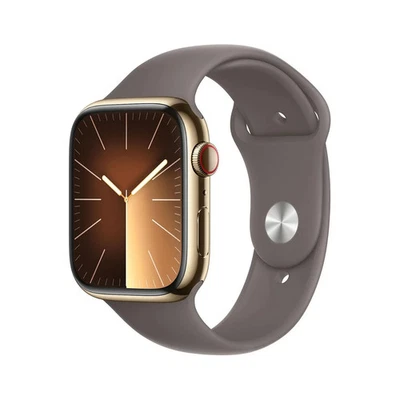 Apple Watch Series 9 45 mm GOLD GPS LTE Cellular Edelstahl Band Clay Sport - TOP - Bild 1 von 4