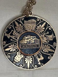 Vintage Acropolis Greece Greek Storyteller Reversible Pendant - Picture 1 of 6
