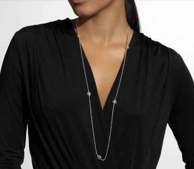 "Collar Loveknot 34"" Lagos 2 tonos 5 estaciones plata de ley y 18 k y bolsa *$950" Foto 1 de 4