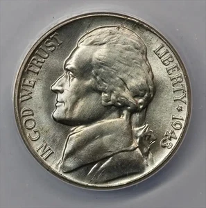 Jefferson Nickel ANACS MS63FS 1943-D - Imagen 1 de 5