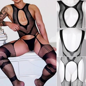 Body homme respirant avec résille résille lingerie sexy pour bas sissy - Picture 1 of 19
