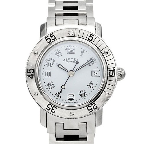 HERMÈS HERMES Clipper Diver quadrante bianco SS CL5.210 TO215880
