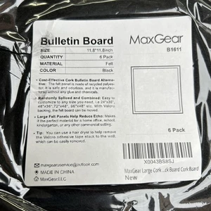Tablero de corcho de fieltro grande para pared 36"x24" paquete de 6 11,8"x11,8" negro tablón de anuncios... - Imagen 1 de 4