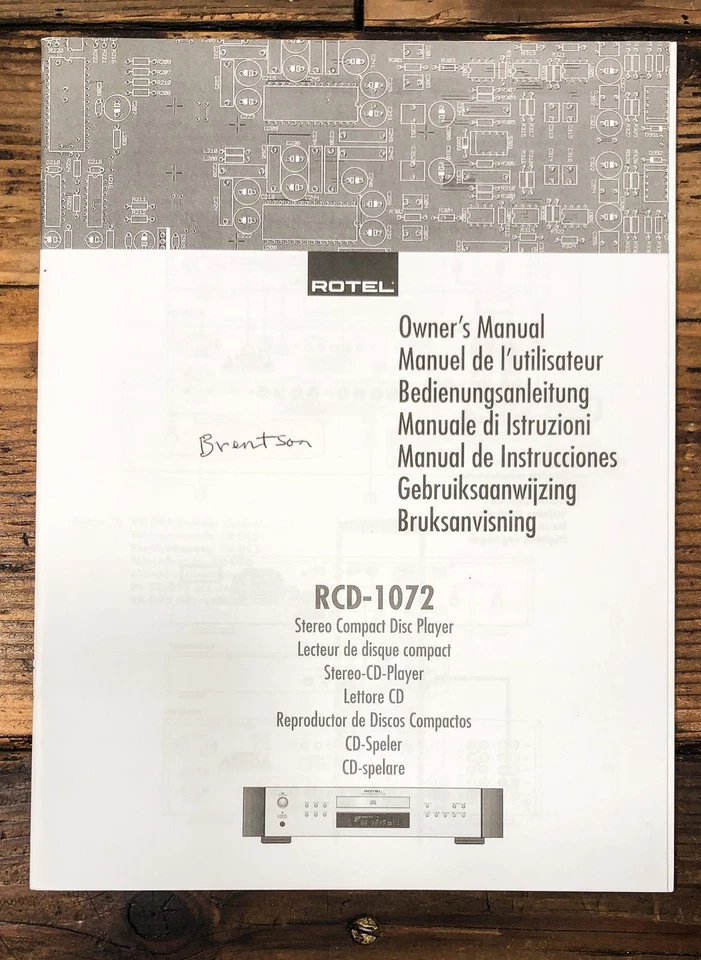 Rotel RCD-1072 CD Player Owners / User Manual *Original* - Image 1 of 1