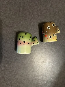 Rainbow and Brown Trout fly fishing Salt and Pepper Shakers - Picture 1 of 4