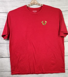 True Religion 3XL Red Gold Metallic Buddha Graphic T shirt Streetwear Cotton - Picture 1 of 10