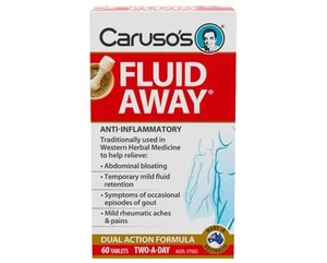 Caruso's Fluid Away 60 Tablets Mild Fluid Retention Bloating Gout Relief Vegan - Picture 1 of 1
