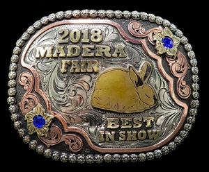 Fibbia cintura trofeo bestiame coniglio Madera California Fair Best In Show 2018 - Foto 1 di 7