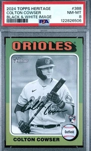 2024 Topps Heritage Colton Cowser #388 B & W Image (RC) PSA 8 NM-MT - Picture 1 of 2