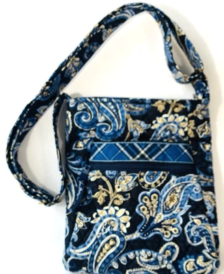 Bolso Bandolera Vera Bradley Patrón Windsor Paisley Azul Marino Blanco Oliva Foto 1 de 4