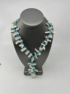 Jay King Mine Finds Keishi Pearl & Turquoise Tassel Necklace - Picture 1 of 7