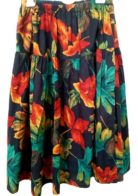Saia plissada floral Forever 21 feminina/adolescente tamanho S cintura elástica mistura de algodão - Imagem 1 de 4