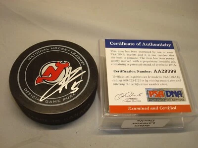 Adam Larsson Signed New Jersey Devils Official Game Hockey Puck PSA/DNA COA 1A - Image 1 of 3