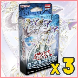 Paquete de 3 barajas YuGiOh Blue-Eyes White Destiny Structure🔥 - Imagen 1 de 2