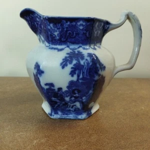 Antique c.1890, New Wharf Pottery, NWP 'Wattau' Flow Blue, Decorative Jug 12.5cm - Picture 1 of 10