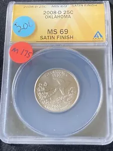 2008-D Oklahoma Washington Quarter MS69 ANACS M175 - Picture 1 of 3