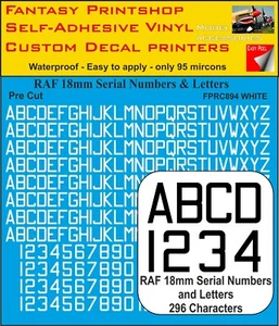 RC Adhesivo de Vinilo Raf Letras Números 18mm Pre Cortar FPRC894 Blanco Brillo - Imagen 1 de 3