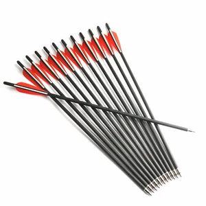 6/24pcs 17/20" Red&white Vanes Arrows Archery W/Feather Shooting Practice - Picture 1 of 13