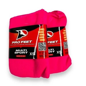Pro Feet Multi Sport Socks  Neon Pink Boys Girls 2 Pair NWT Size XS - Picture 1 of 3