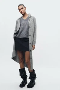 CÁRDIGAN DE PUNTO LARGO CON CINTURÓN ZARA NUEVO CON ETIQUETAS M $70 9598 - Imagen 1 de 8
