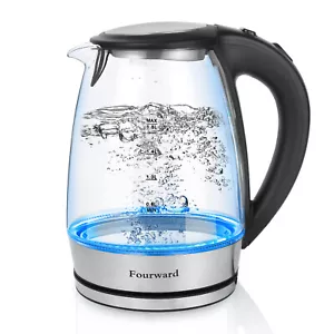 Fourward Wasserkocher Glas 1,8L Glaswasserkocher LED Edelstahl 2300W Teekocher - Bild 1 von 12