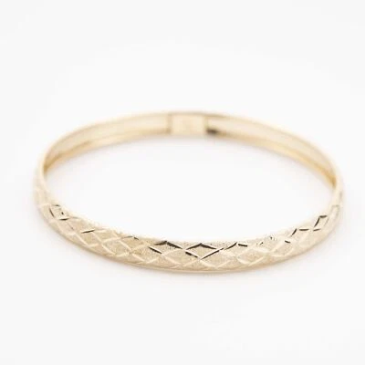 Pulseira de ouro amarelo 10K texturizada corte diamante 6 mm sólido real todos os tamanhos - Imagem 1 de 4