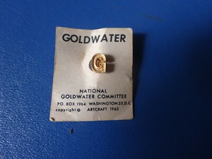 1964 Goldwater G Pin  on Original Card