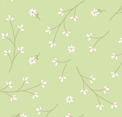 BONITOS PÉTALOS ~ Básicos Kimberbell ~ Flores Blancas sobre Verde ~ Maywood Studio Foto 1 de 2