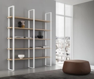 MOBILE LIBRERIA EASY CON FIANCHI IN METALLO E MENSOLE IN LEGNO IN 3 FINITURE - Immagine 1 di 4