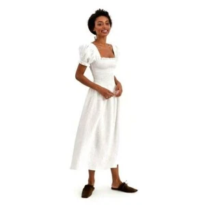 Sleeper Belle Linen Midi Dress XS White NEW WITHOUT TAGS - Picture 1 of 8