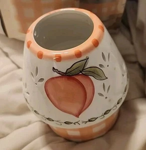 Elements Vintage 2 Piece Candle Holder Peach Design 6.5" Tall  5" Wide Inc Box - Picture 1 of 11