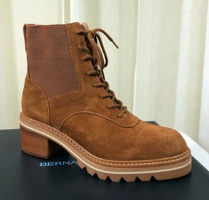 NUEVO EN CAJA BERNARDO Salerno Bota con cordones/suela elástica EE. UU. 7,5 M Tabaco Split Gamuza - Imagen 1 de 17