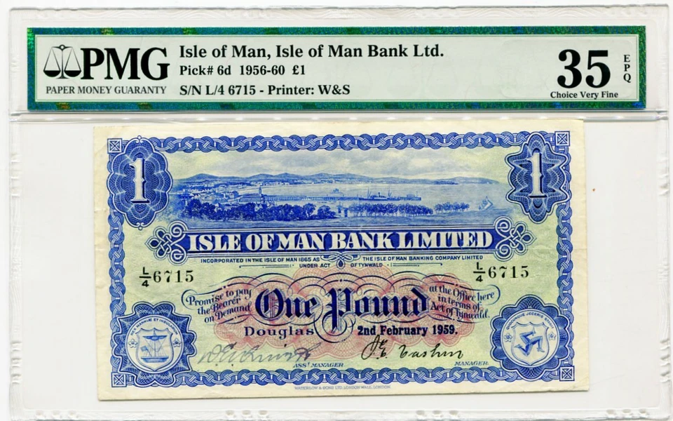 1956-60 Isle of Man Bank Ltd. £1 One Pound Note PMG Choice Very Fine 35 EPQ - Image 1 of 2