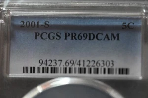 2001 S 5C Jefferson Nickel PCGS PR69DCAM - Picture 1 of 4