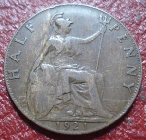 1921 BRITISH HALF PENNY IN VG-FINE CONDITION - Picture 1 of 2