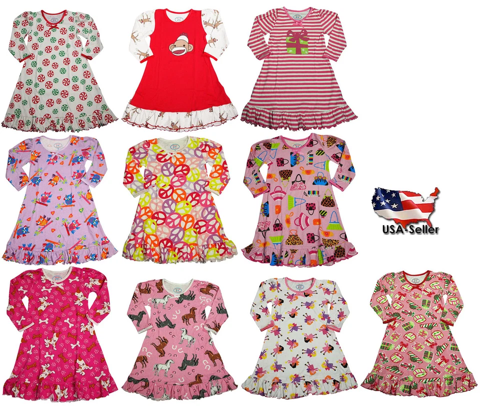 Sara's Prints 学步女孩长袖礼服假日荷叶边 — 第 1/1 张图片