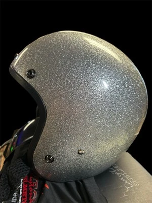 DAYTONA SILVER METAL FLAKE HELMET Motorcycle snowmobile Size Large With Visor - Image 1 of 4