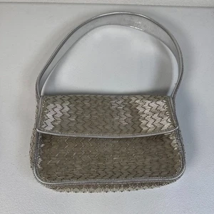 STAUD Accessories Silver Tommy Beaded Bag 10"x6"x2" (READ) - Picture 1 of 11