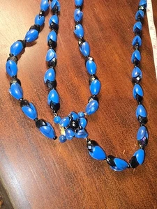 Collar Vintage Alemania Occidental Cuentas Facetadas Y Flor Doble Hilo 13" - Imagen 1 de 8