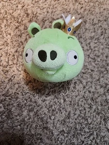 Angry Birds Green Pig King Golden Crown 5” Plush Toy Commonwealth 2010  - Picture 1 of 5