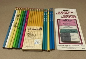 Vintage Pencil Collection + 1985 Erasers - Empire Straight A Tuffpoint - Picture 1 of 11