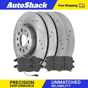 Front & Rear Drilled Disc Rotors Ceramic Brake Pads for VW Jetta Passat V6 - Picture 1 of 7