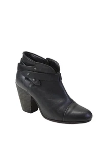 Rag & Bone Womens Leather Slip On Almond Toe Stacked Heel Booties Black Size 11 - Picture 1 of 5
